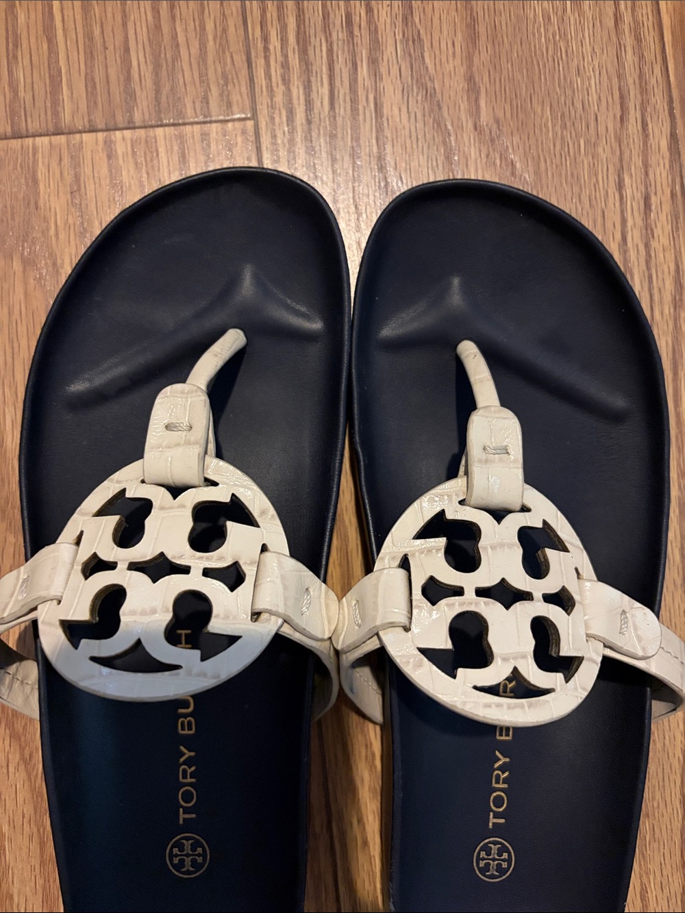 Tory Burch Miller Cloud New Cream / Perfect Navy Thong Sandals - Picture 5 of 5